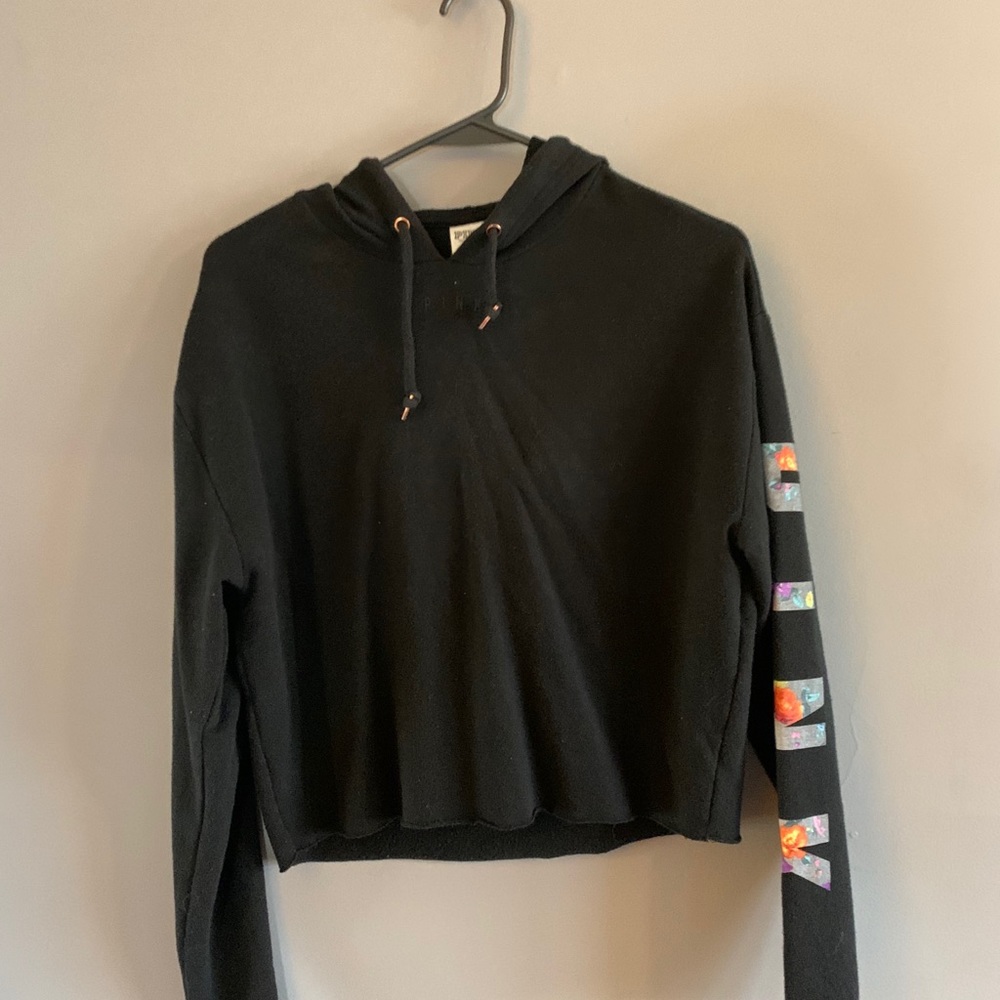 cropped open back PINK hoodie